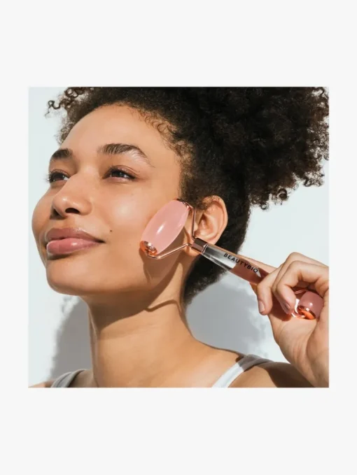 BeautyBio Contouring + De-Puffing Rose Quartz Roller | MECCA