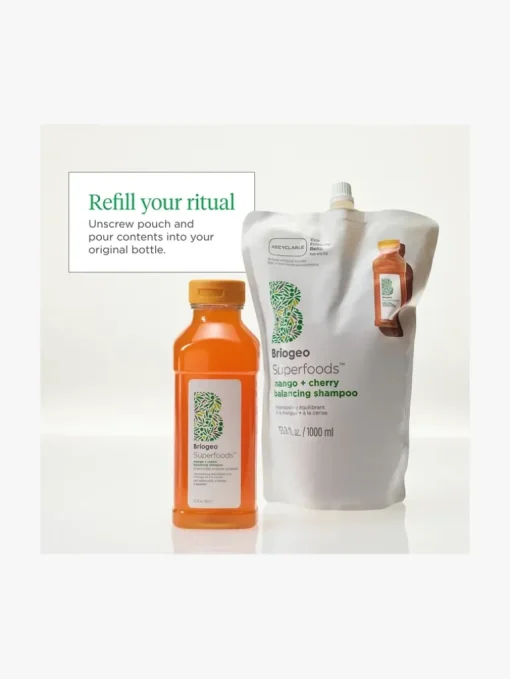 Briogeo Superfoods™ Mango + Cherry Oil Control & Balancing Shampoo 1L Refill | MECCA