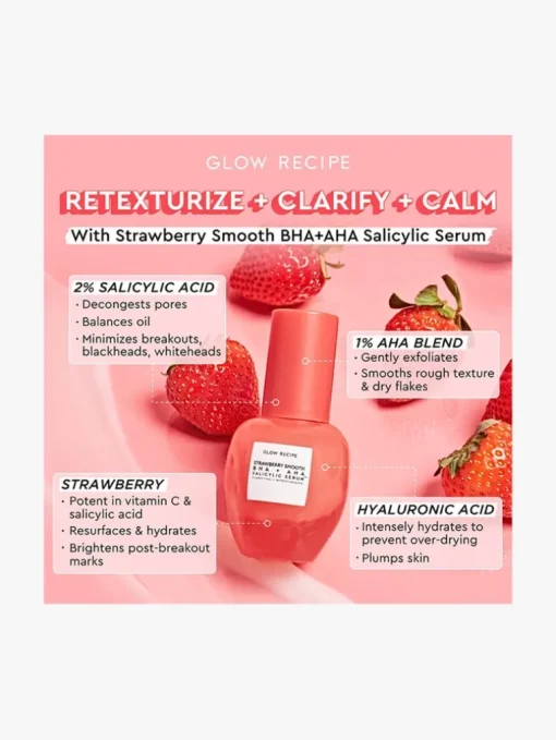 Glow Recipe Strawberry Smooth BHA + AHA Salicylic Serum | MECCA