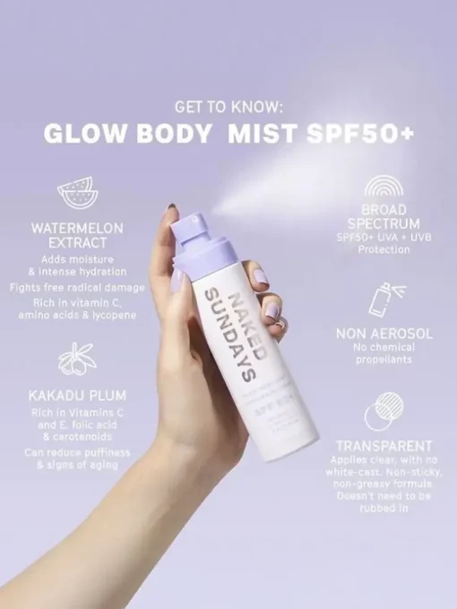 Naked Sundays SPF50+ Glow Body Sunscreen Mist | MECCA